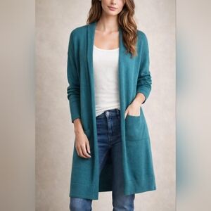 More And More Teal Longline Pocket Cardigan 8